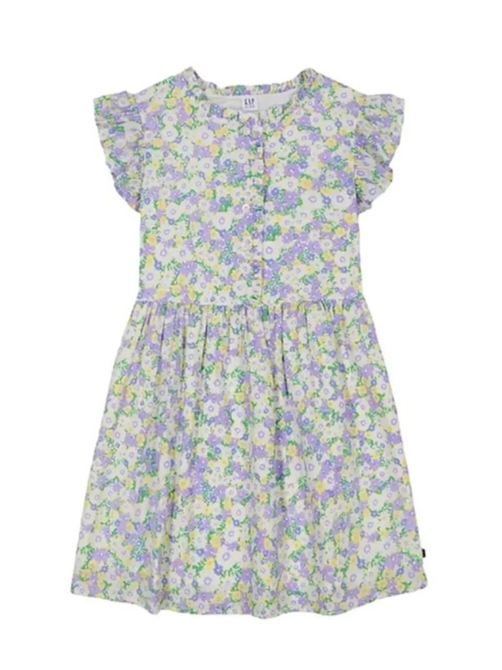 Gap Kids Girls Floral Flutter Sleeve Woven Dress Purple Yellow Sizes XS L XL